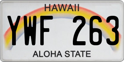 HI license plate YWF263