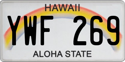 HI license plate YWF269
