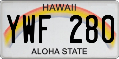 HI license plate YWF280