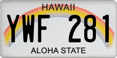 HI license plate YWF281