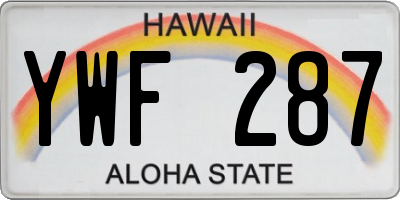 HI license plate YWF287