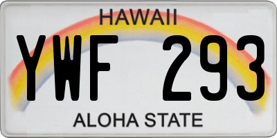 HI license plate YWF293