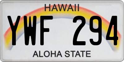 HI license plate YWF294
