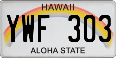HI license plate YWF303