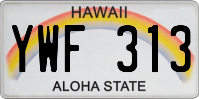 HI license plate YWF313