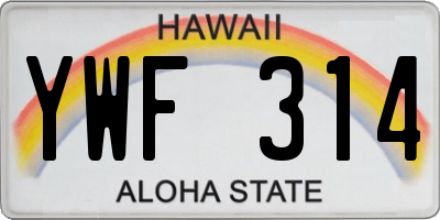 HI license plate YWF314