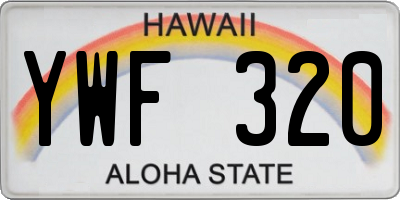 HI license plate YWF320