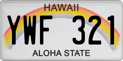 HI license plate YWF321
