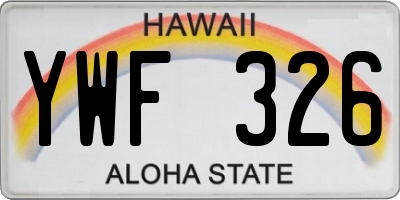 HI license plate YWF326