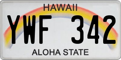 HI license plate YWF342
