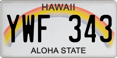 HI license plate YWF343