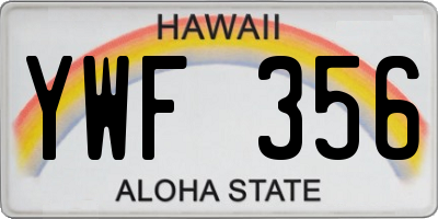 HI license plate YWF356