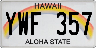 HI license plate YWF357