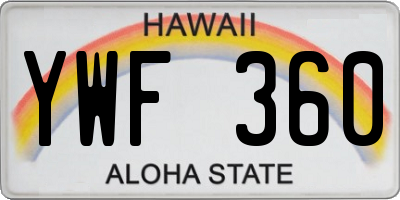 HI license plate YWF360