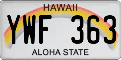 HI license plate YWF363
