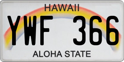 HI license plate YWF366