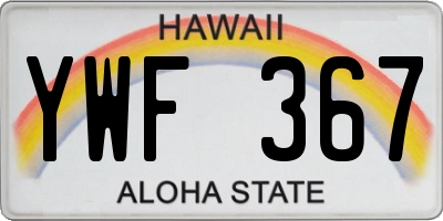 HI license plate YWF367