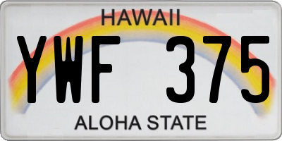 HI license plate YWF375