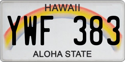 HI license plate YWF383