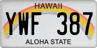 HI license plate YWF387