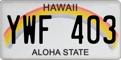 HI license plate YWF403