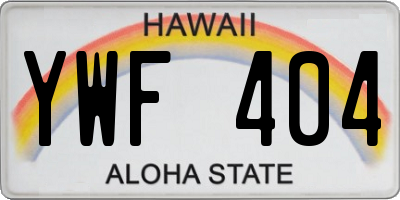 HI license plate YWF404