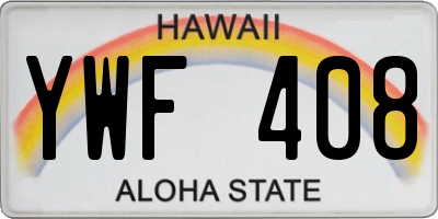 HI license plate YWF408