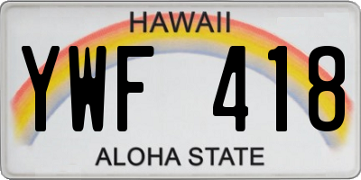 HI license plate YWF418