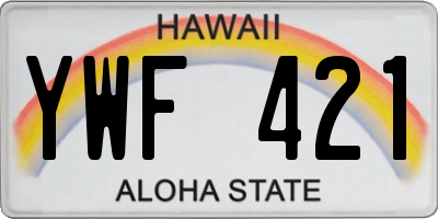 HI license plate YWF421