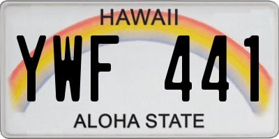 HI license plate YWF441