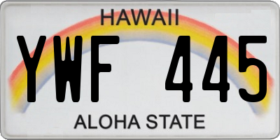 HI license plate YWF445