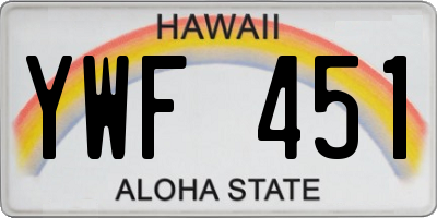 HI license plate YWF451