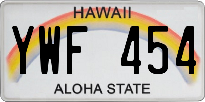 HI license plate YWF454