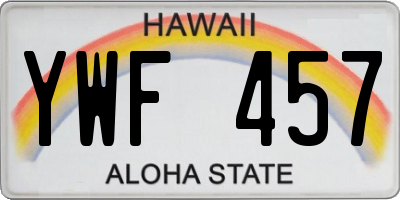 HI license plate YWF457