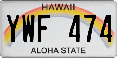 HI license plate YWF474