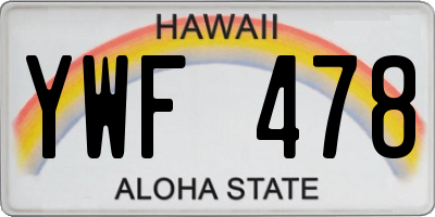 HI license plate YWF478
