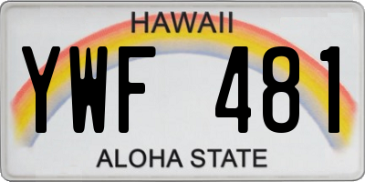 HI license plate YWF481