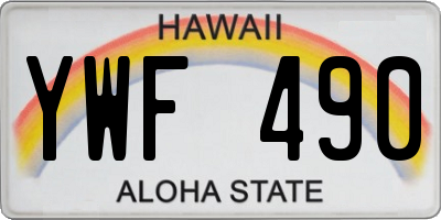 HI license plate YWF490