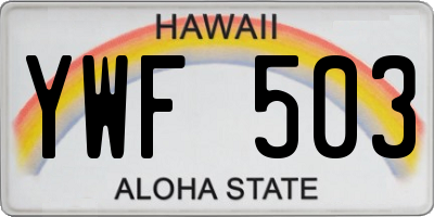 HI license plate YWF503