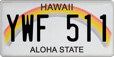HI license plate YWF511
