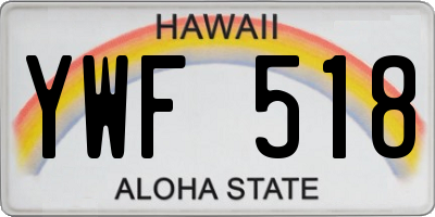 HI license plate YWF518