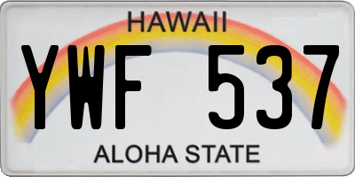 HI license plate YWF537