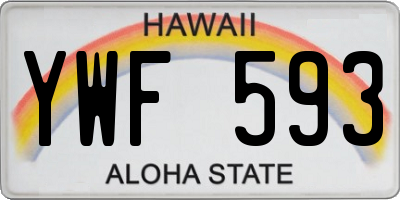 HI license plate YWF593