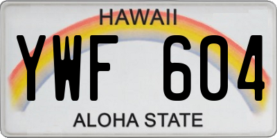 HI license plate YWF604