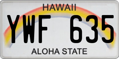 HI license plate YWF635
