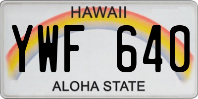 HI license plate YWF640