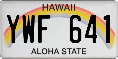 HI license plate YWF641