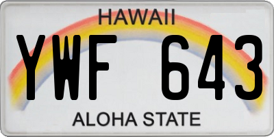 HI license plate YWF643