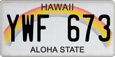 HI license plate YWF673