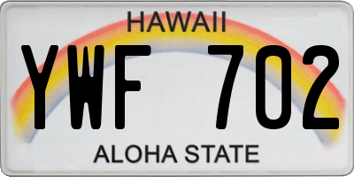 HI license plate YWF702